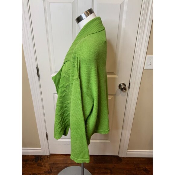 Ivan Grundahl Green Wool Wavy Knit Cardigan Sweater, Size Large - Picture 3 of 5